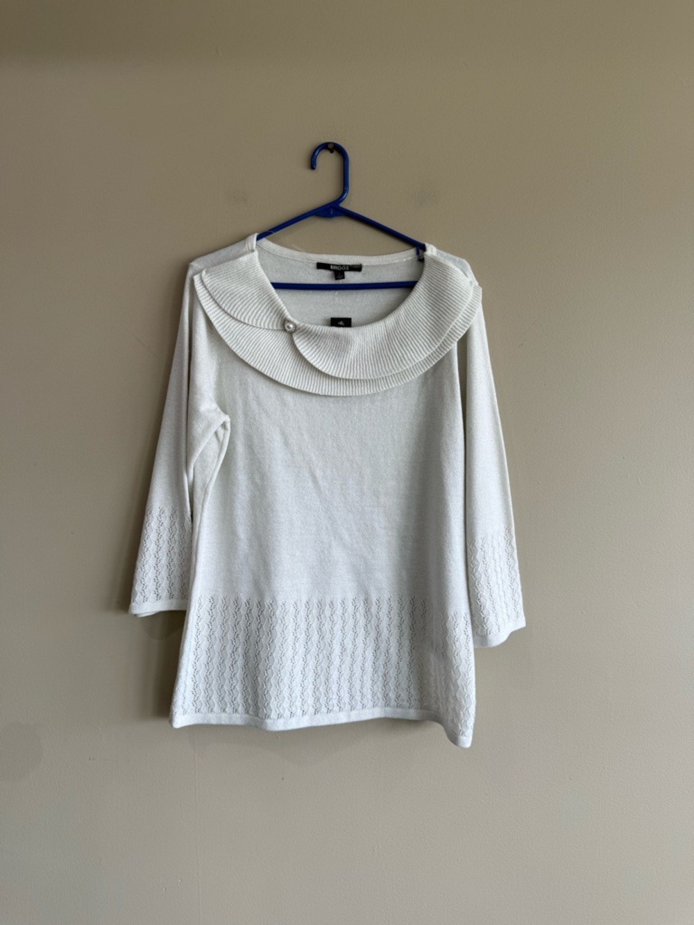NWT Briggs New York Sparkle Foldover Collar Knit Sweater